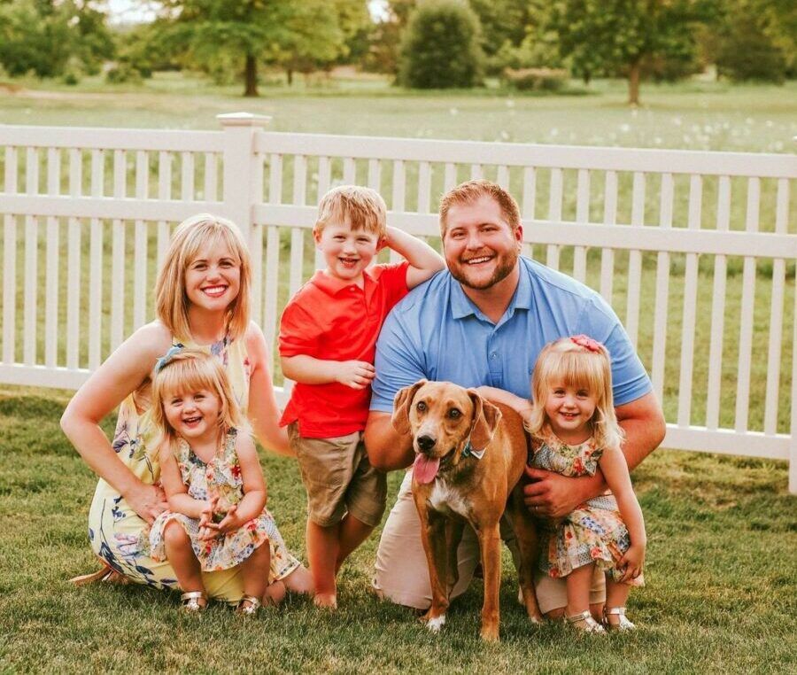 Scott and Kellie Staszak with their family outdoors
